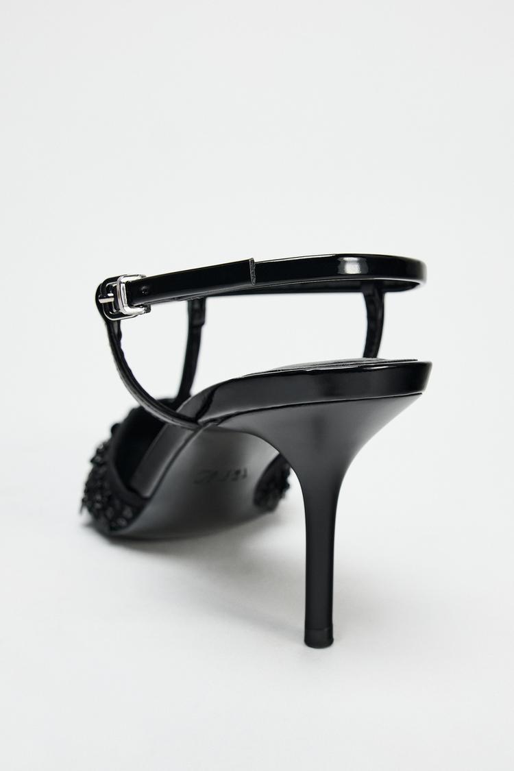 Zara Slingback Rhinestone High-heel Shoes