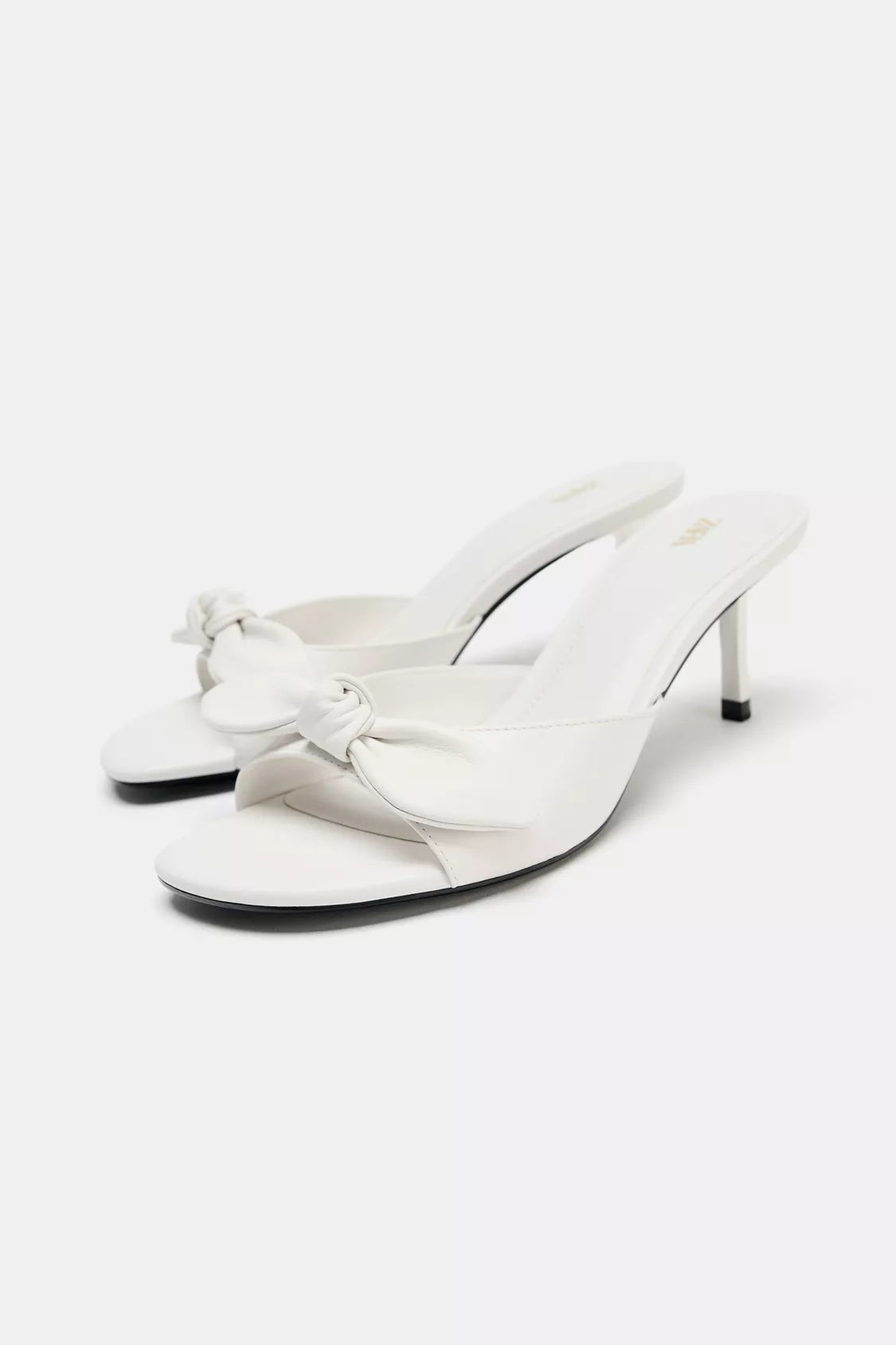 Zara White Slippers Heel