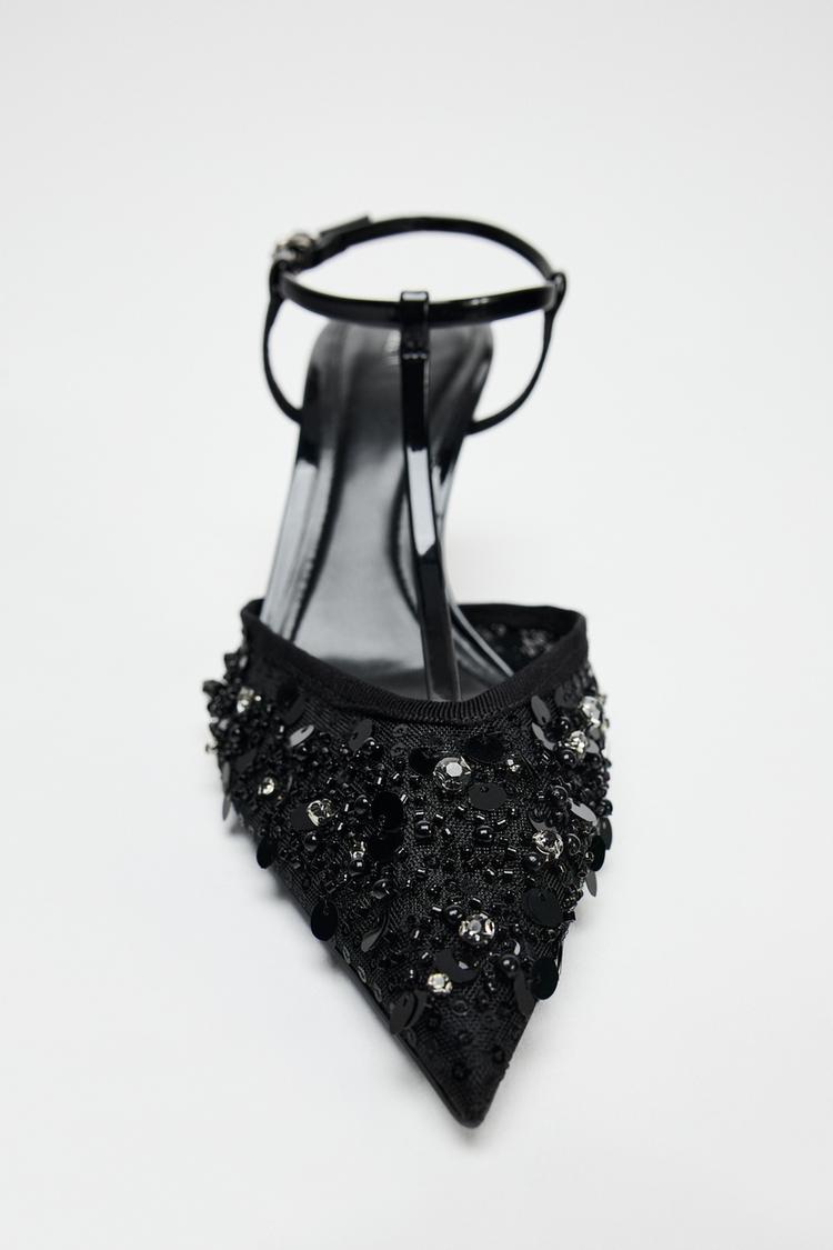 Zara Slingback Rhinestone High-heel Shoes