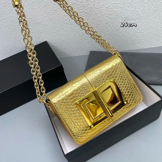 Tomford Gold Crossbody Bag With Gold Hardware
