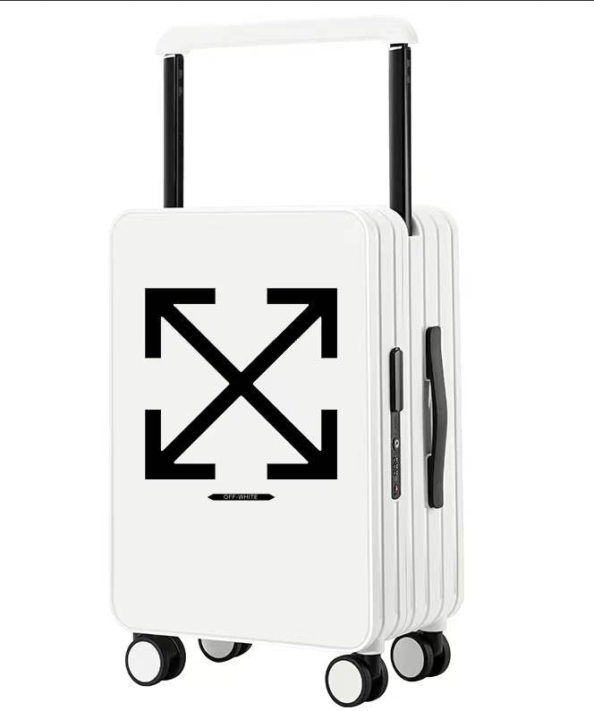 Fancy  Customized White Wide Hand Carry Luggage With Charging port
