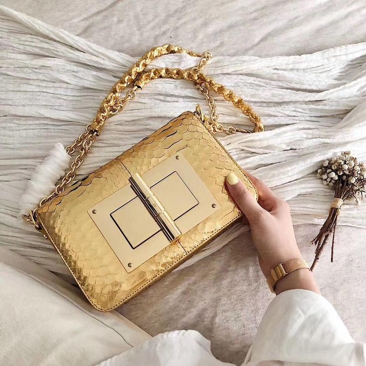 Tomford Gold Crossbody Bag With Gold Hardware